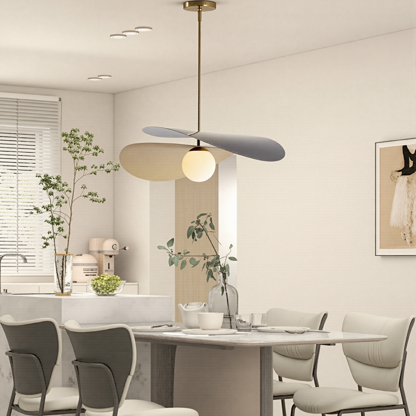 Modern Petal Chandelier - Mid-Century Tri-Tone Leaf Pendant Light