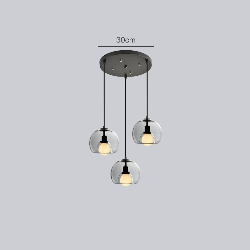 Spherical Glass Pendant Light Modern Double-Layer Globe Smoke & Amber Hanging Lamp
