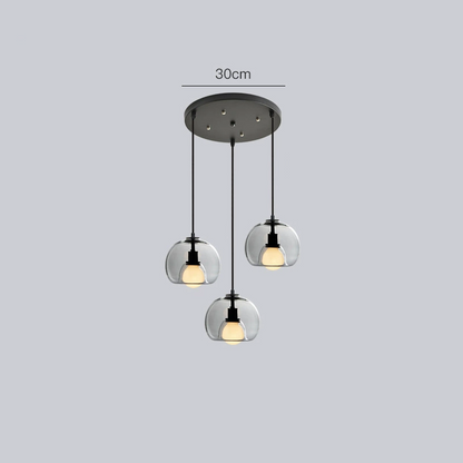 Spherical Glass Pendant Light Modern Double-Layer Globe Smoke & Amber Hanging Lamp