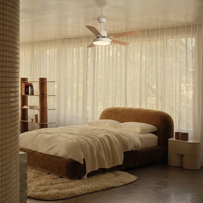 Modern White & Bronze Ceiling Fan with Integrated LED Light