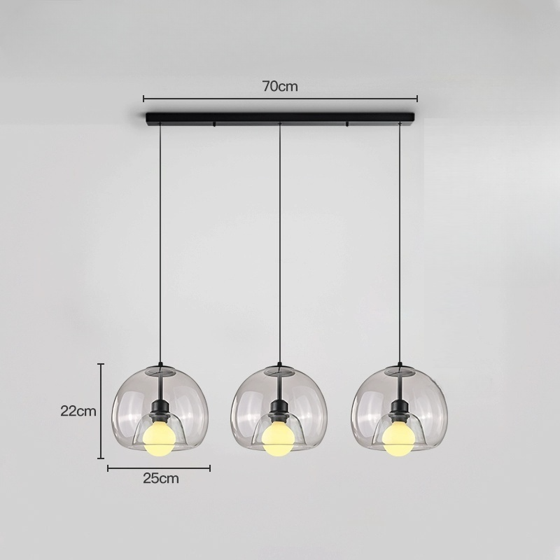 Spherical Glass Pendant Light Modern Double-Layer Globe Smoke & Amber Hanging Lamp