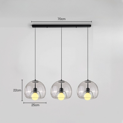 Spherical Glass Pendant Light Modern Double-Layer Globe Smoke & Amber Hanging Lamp