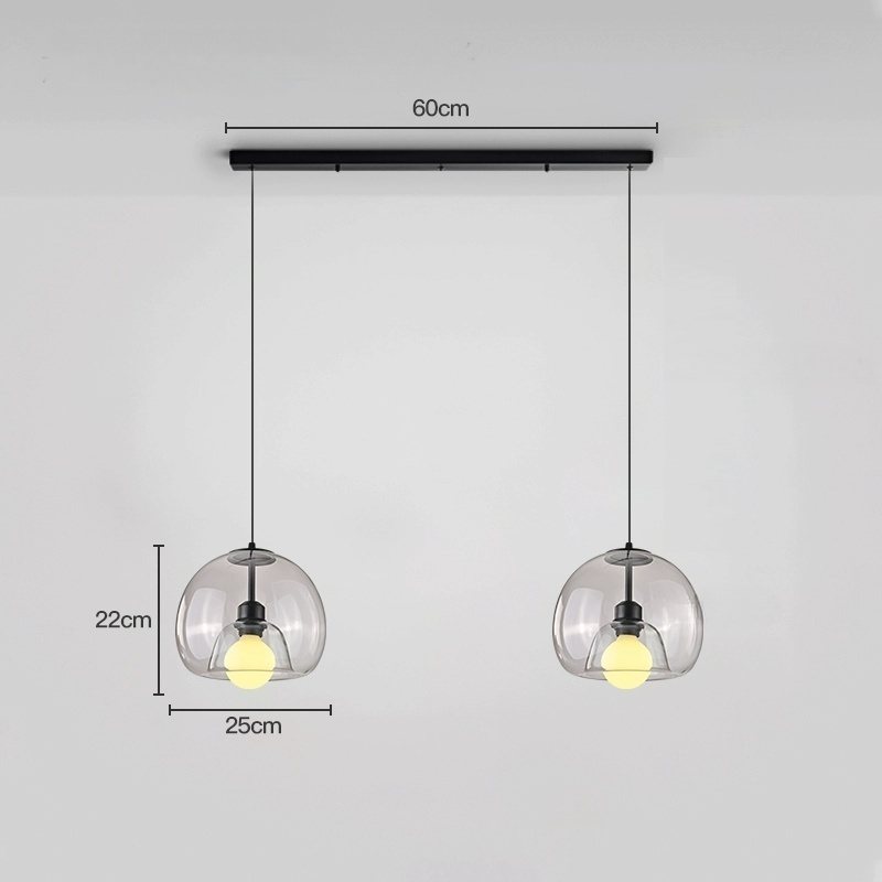 Spherical Glass Pendant Light Modern Double-Layer Globe Smoke & Amber Hanging Lamp