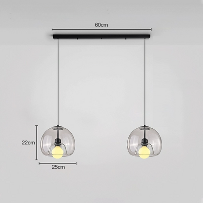 Spherical Glass Pendant Light Modern Double-Layer Globe Smoke & Amber Hanging Lamp