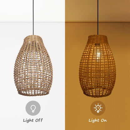 Modern Hand-Woven Rattan Teardrop Pendant Light - Japandi Boho Weave Chandelier