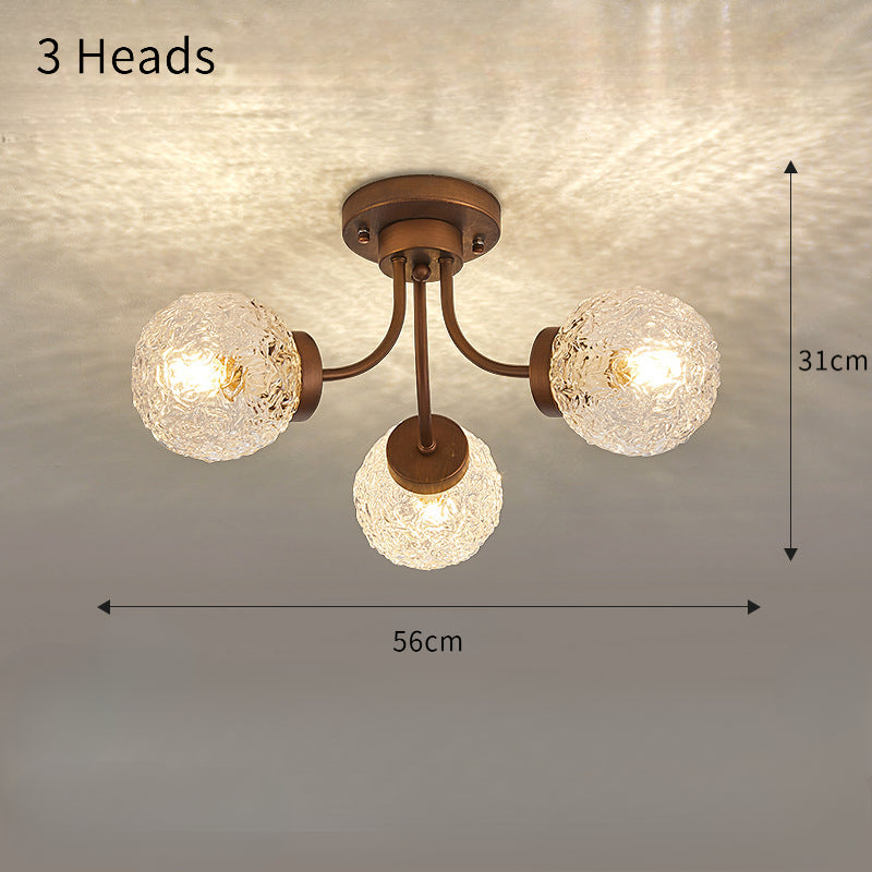 French Vintage Glass Ceiling Light for Living Room
