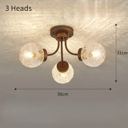 French Vintage Glass Ceiling Light for Living Room