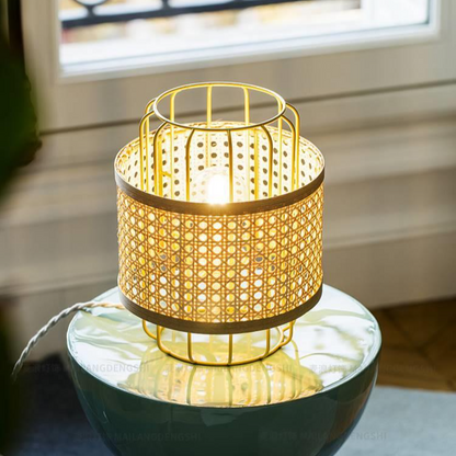 Modern Rattan Cane Lantern Pendant - Mid-Century Wire Birdcage Chandelier