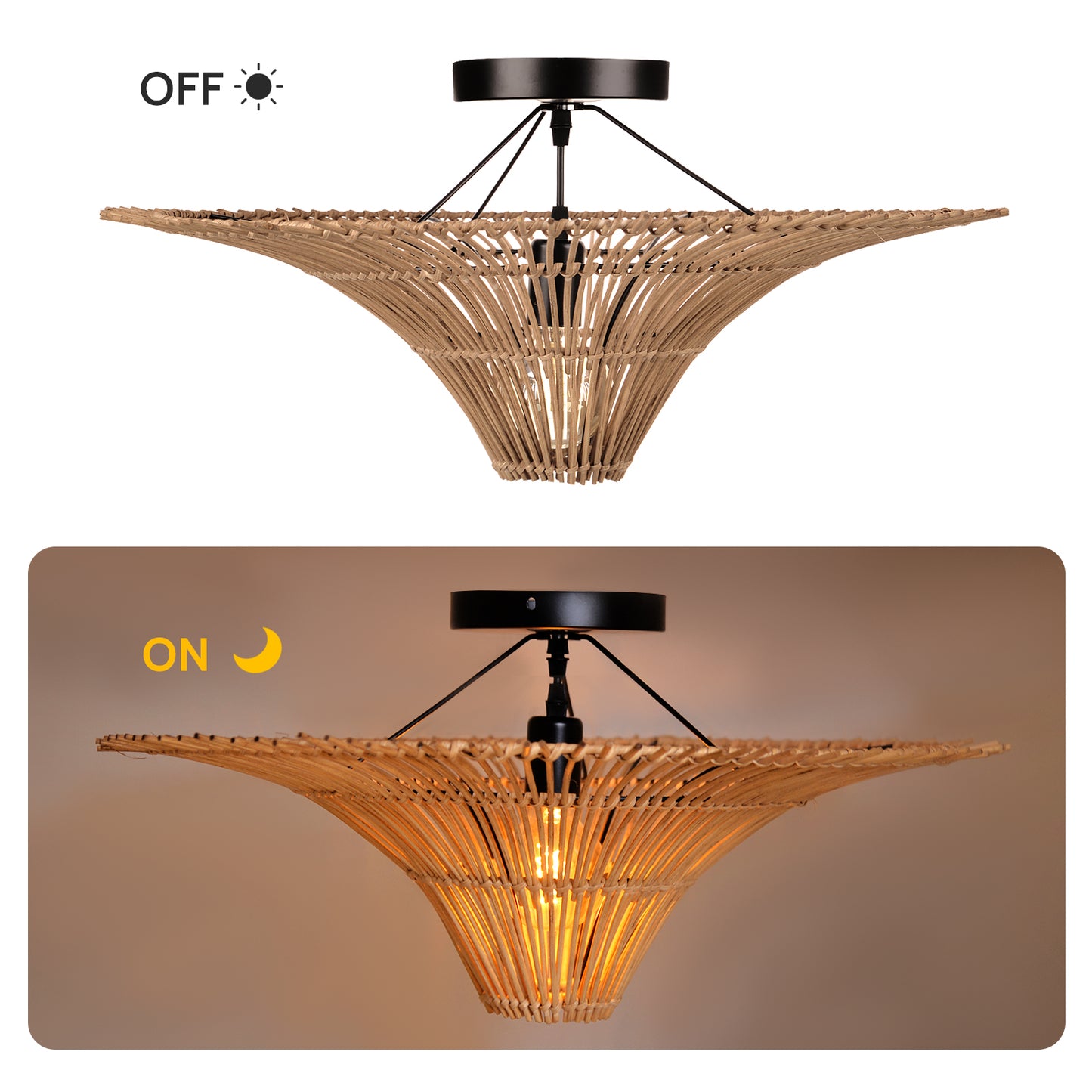 Large Rattan Pendant Light/80 cm/Modern/Ceiling Lamp/Dining room
