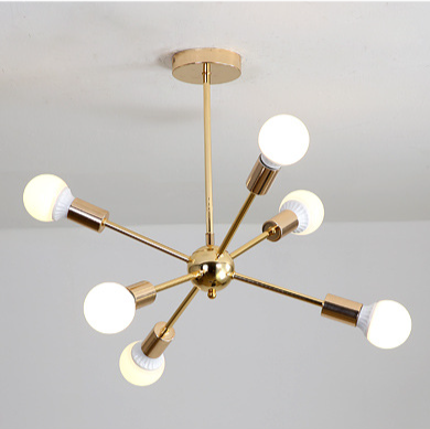 Modern Sputnik Chandelier - Mid-Century Gold Starburst Pendant Light