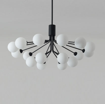 Modern Matte Black Branching Globe Chandelier - Nordic 18-Light Pendant