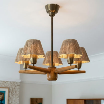 Mid-Century Solid Wood Ceiling Light for Dining Room
