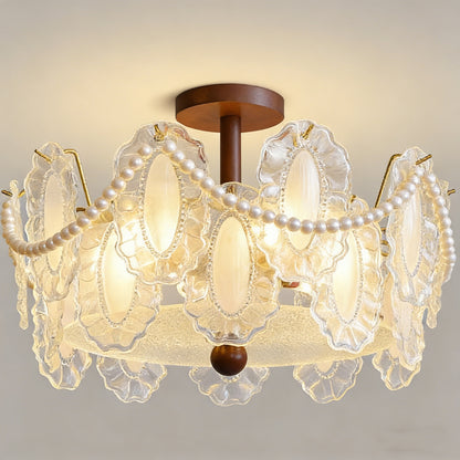 French-style Glass Ceiling Lamp for Living Room