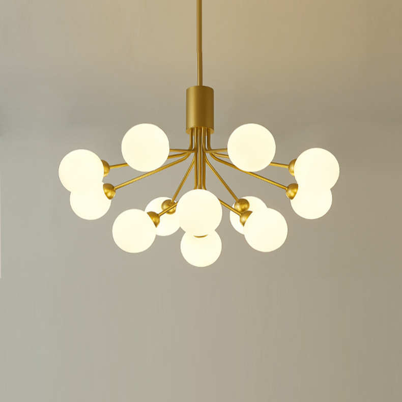 Modern Branching Globe Chandelier - Nordic Gold 18-Light Pendant