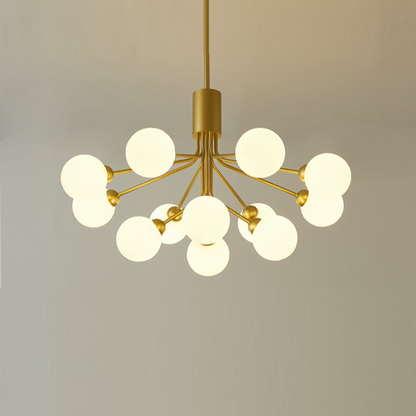 Modern Branching Globe Chandelier - Nordic Gold 18-Light Pendant
