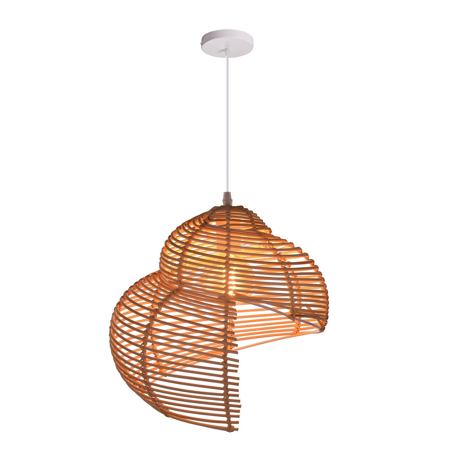 Modern Woven Rattan Ribbon Pendant Light - Japandi Abstract Swirl Lamp