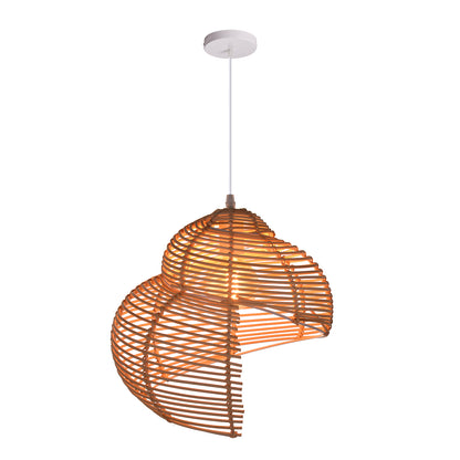 Modern Woven Rattan Ribbon Pendant Light - Japandi Abstract Swirl Lamp