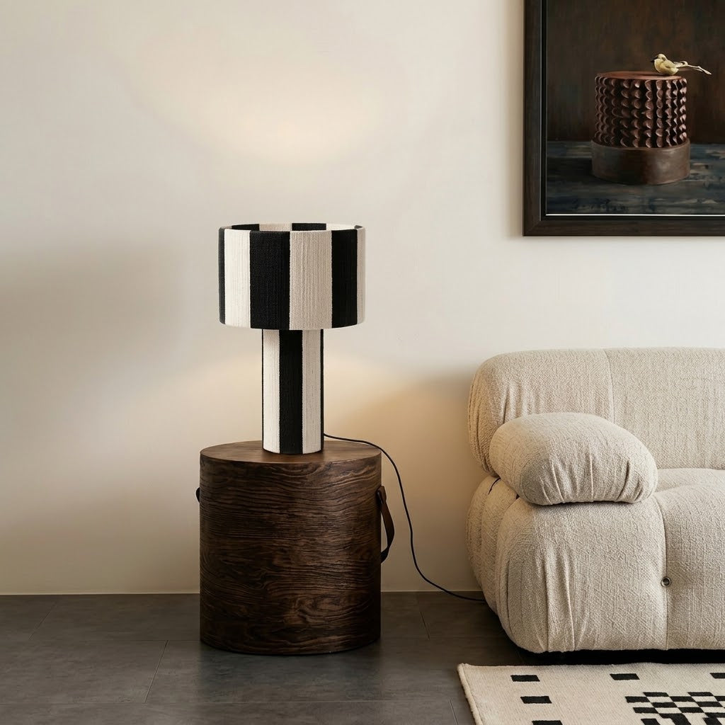 Modern Striped Cotton Cord Table Lamp – Decorative Bedside Light
