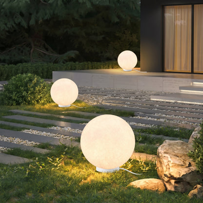 Modern Moon Globe Floor Lamp - Hemp Fiber Orb Table Light