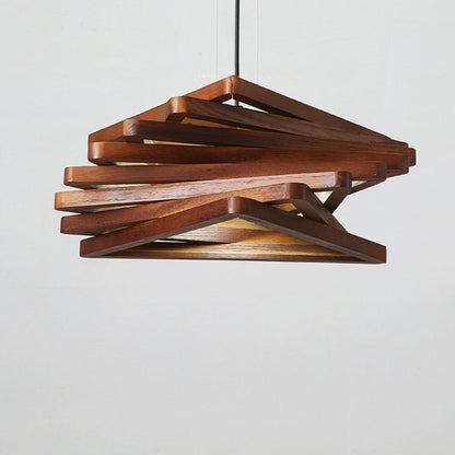 Modern Spiral Wood Triangle Pendant Light - Nordic Helical Chandelier