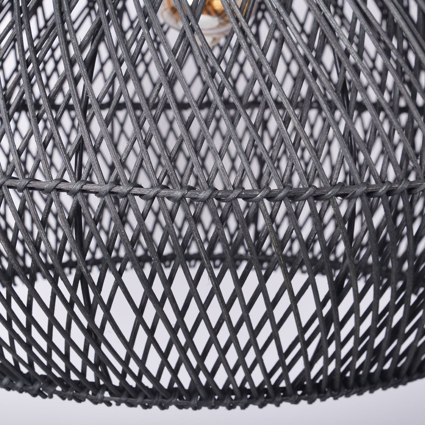 Modern Matte Black Rattan Pendant Light - Industrial Teardrop Chandelier