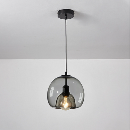 Spherical Glass Pendant Light Modern Double-Layer Globe Smoke & Amber Hanging Lamp
