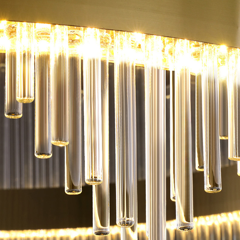 Modern Crystal Wave Chandelier - Luxury Gold Fringe Pendant Light