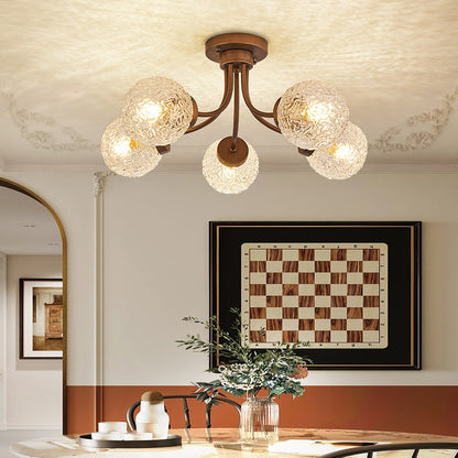 French Vintage Glass Ceiling Light for Living Room