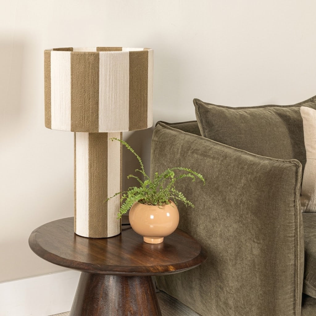 Modern Striped Cotton Cord Table Lamp – Decorative Bedside Light