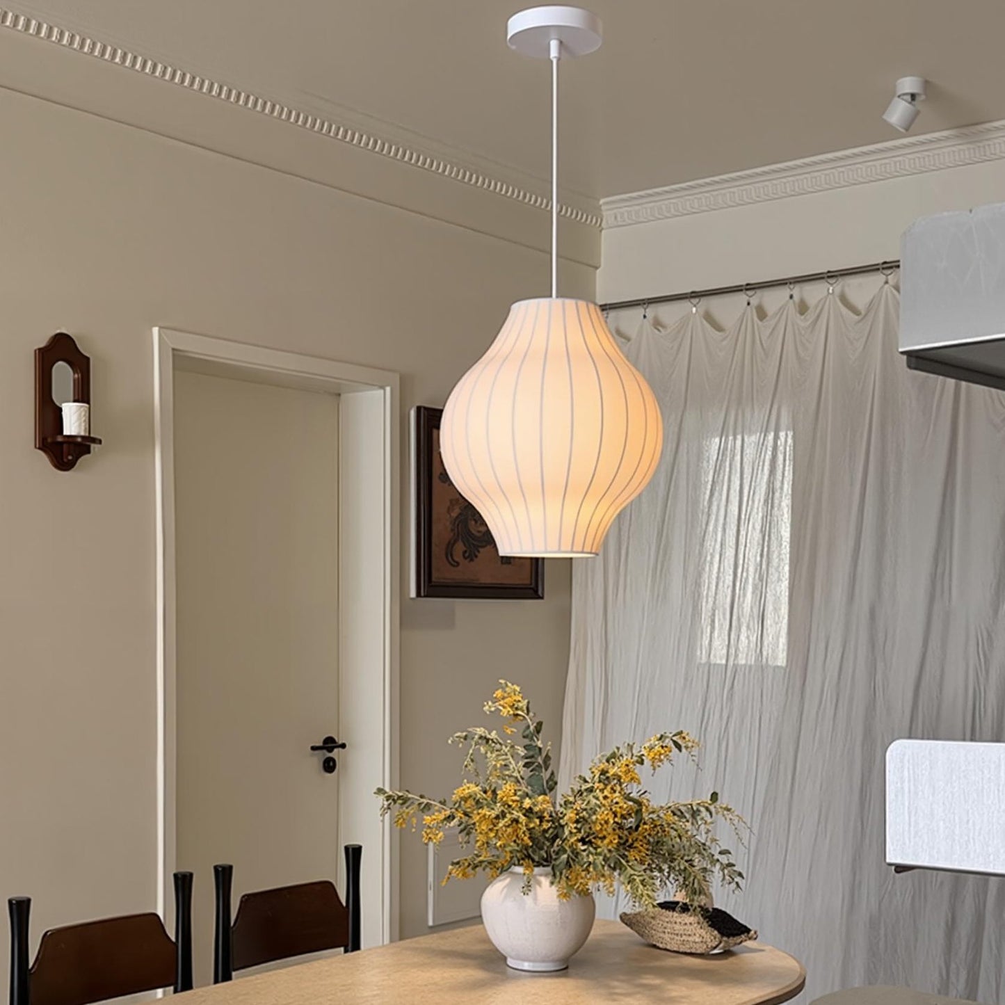 Mid-Century fabric Cocoon Pendant Light - Modern Cloud Bubble Shade Chandelier