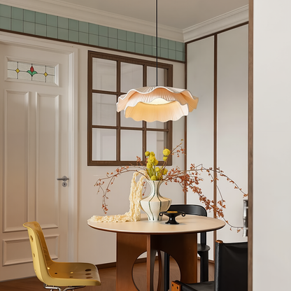 Modern 2-Tier Pleated Fabric Lotus Pendant Light - Japandi Floral Chandelier