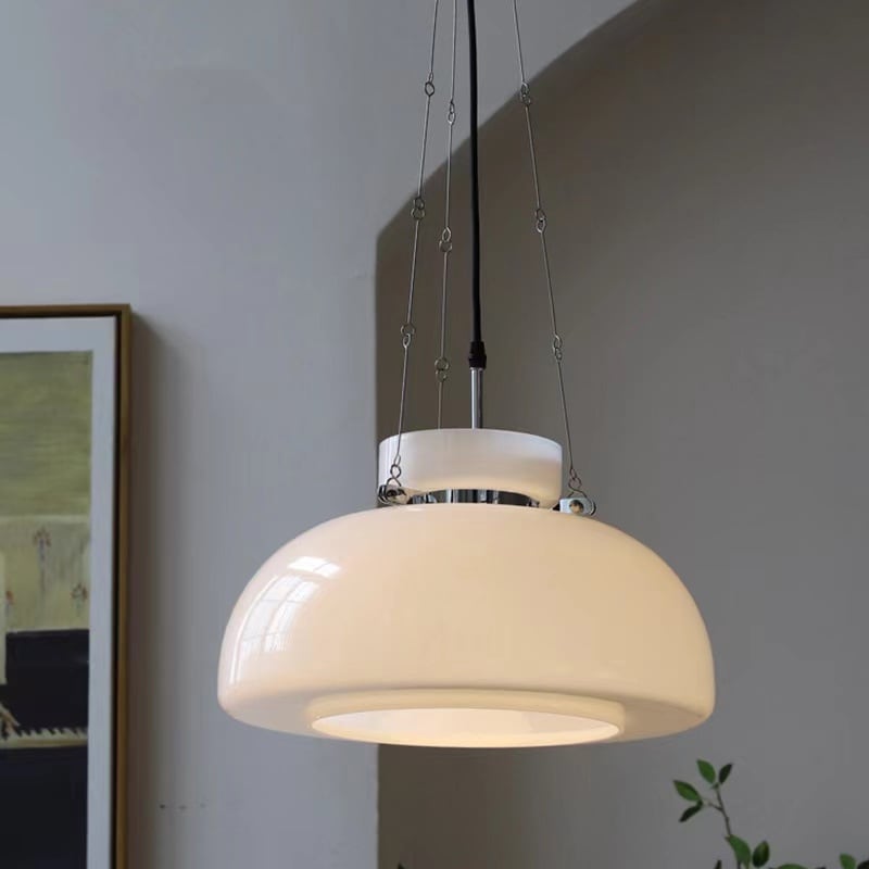 Mid-Century Modern Bauhaus Dome Glass Pendant Light 
