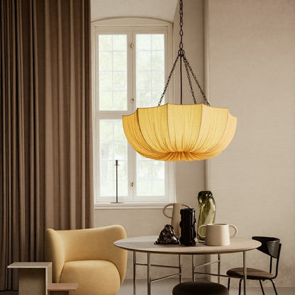 Modern Pleated Fabric Parasol Chandelier - Japandi Organic Modern Pendant Light