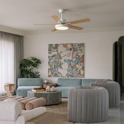 Modern White & Bronze Ceiling Fan with Integrated LED Light