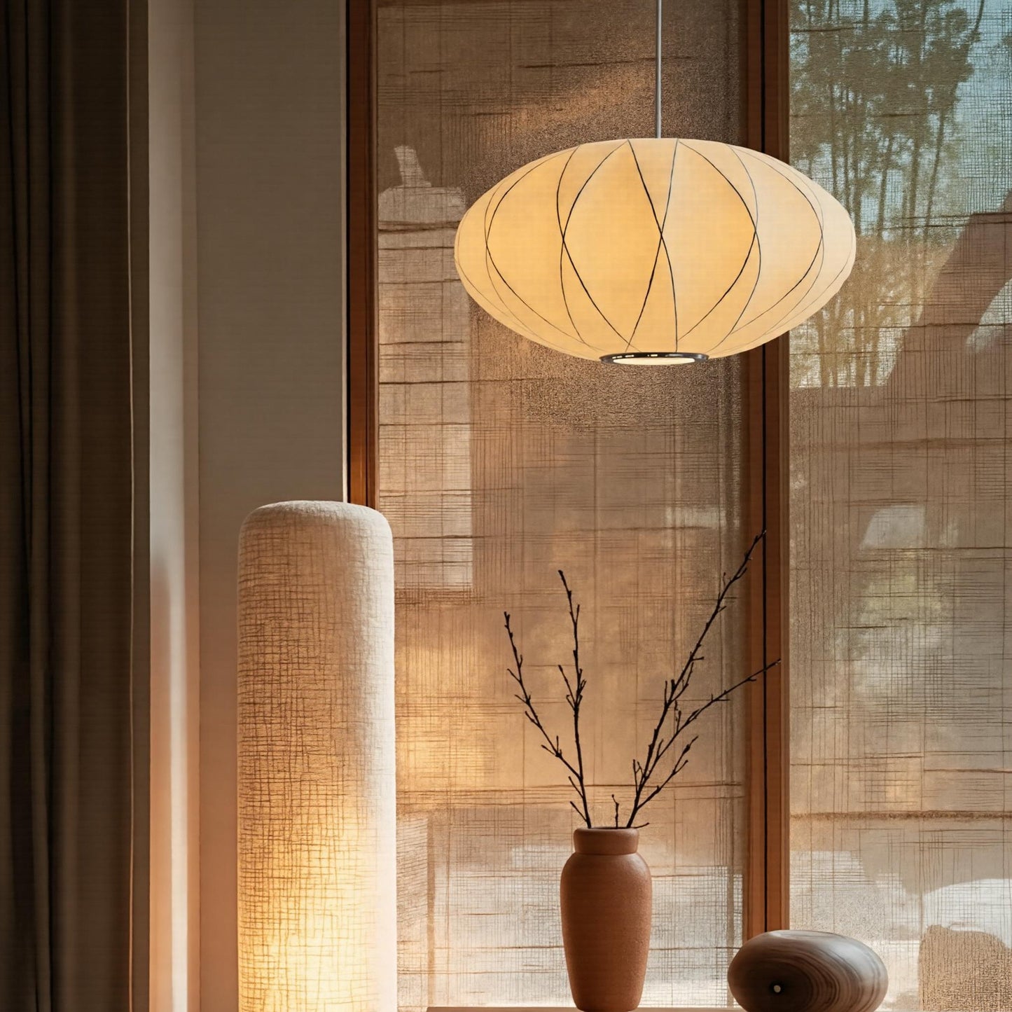 Mid-Century fabric Cocoon Pendant Light - Modern Cloud Bubble Shade Chandelier