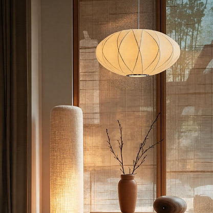 Mid-Century fabric Cocoon Pendant Light - Modern Cloud Bubble Shade Chandelier
