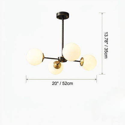 Modern Black & Brass Sputnik Chandelier - 4/6/8 Light Globe Lamp