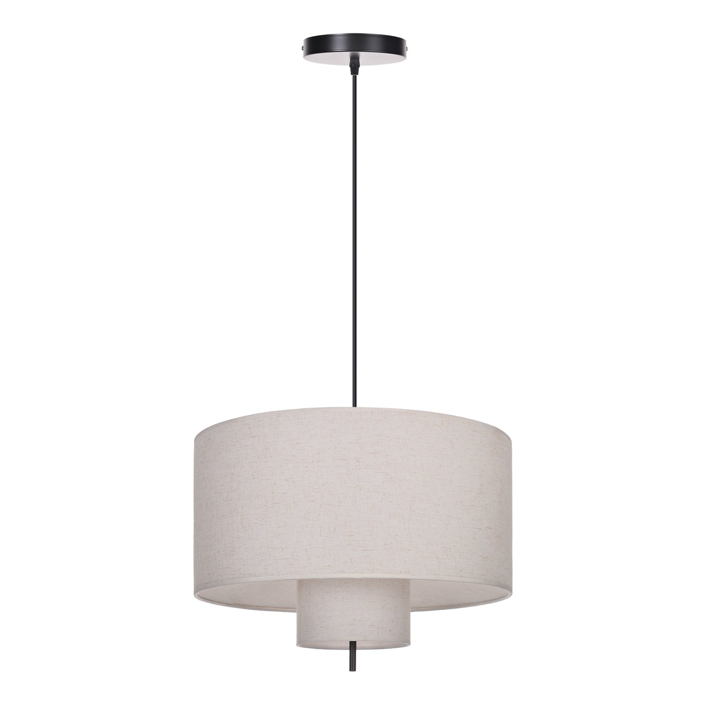 Modern Linen Drum Pendant Light - Japandi Nested Fabric Chandelier