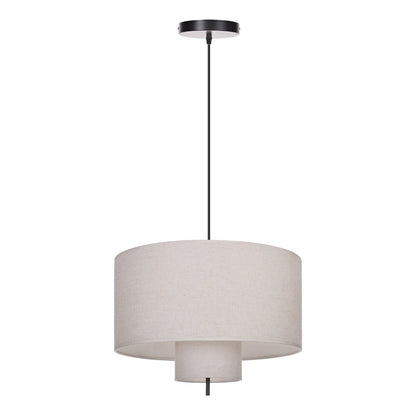 Modern Linen Drum Pendant Light - Japandi Nested Fabric Chandelier