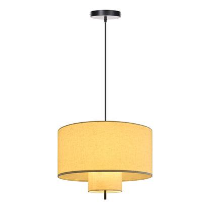 Modern Linen Drum Pendant Light - Japandi Nested Fabric Chandelier