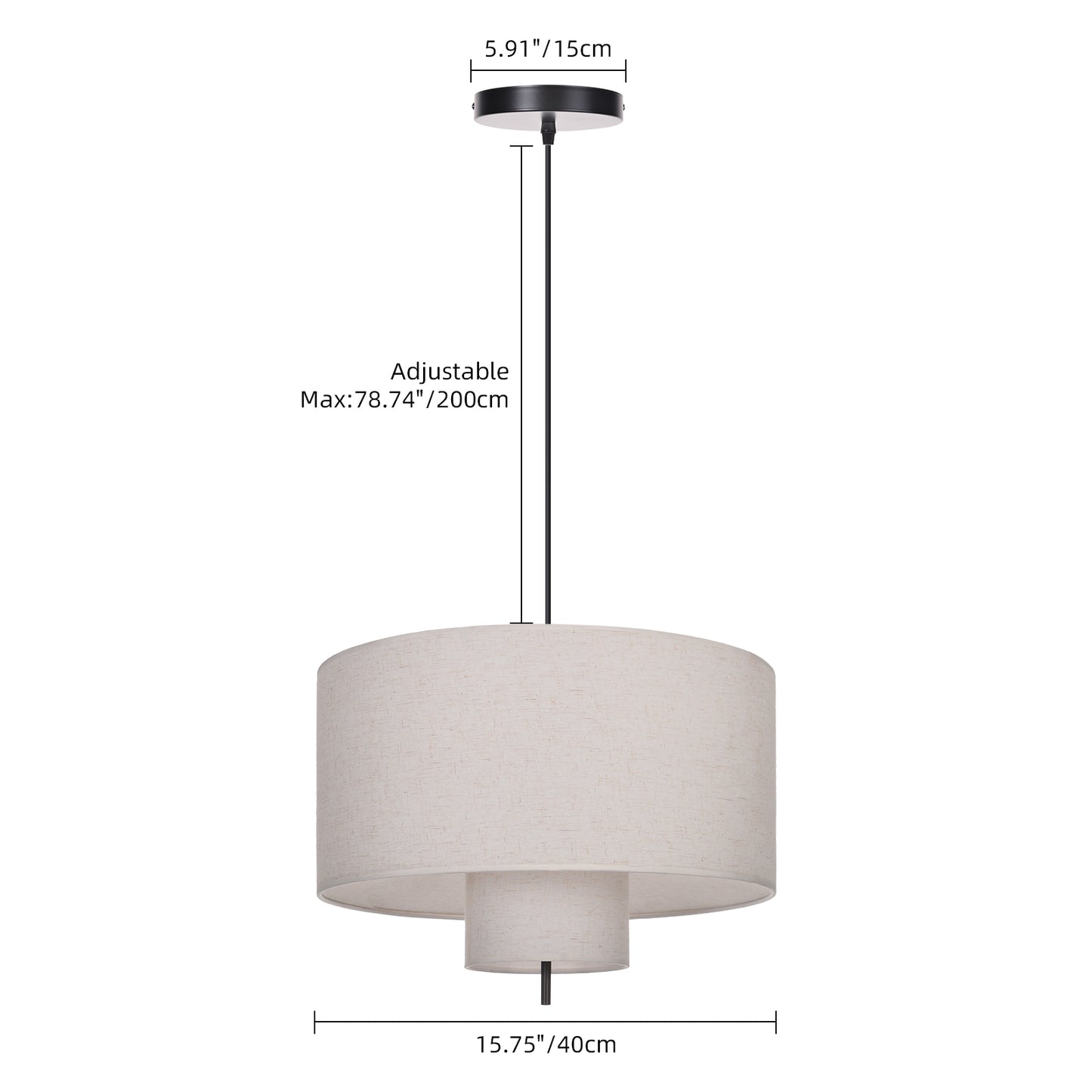 Modern Linen Drum Pendant Light - Japandi Nested Fabric Chandelier