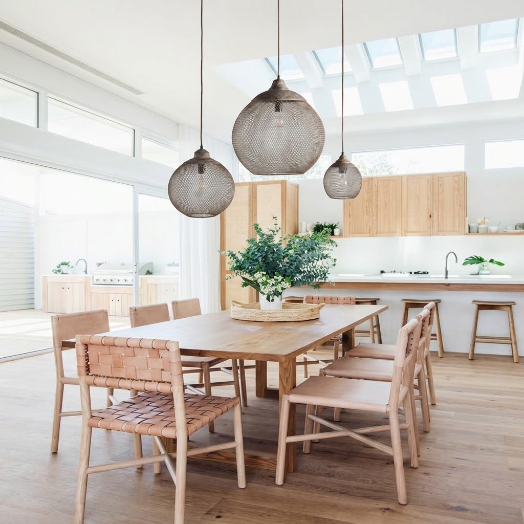 Woven Iron Pendant Light in Aged Grey
