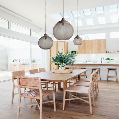 Woven Iron Pendant Light in Aged Grey