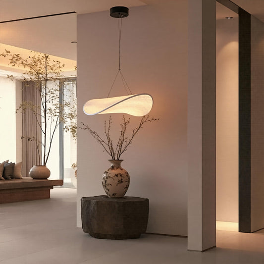Modern Wavy Fiber Pendant Light - Wabi-Sabi Linear Hanging Lamp