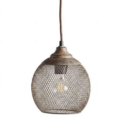 Woven Iron Pendant Light in Aged Grey