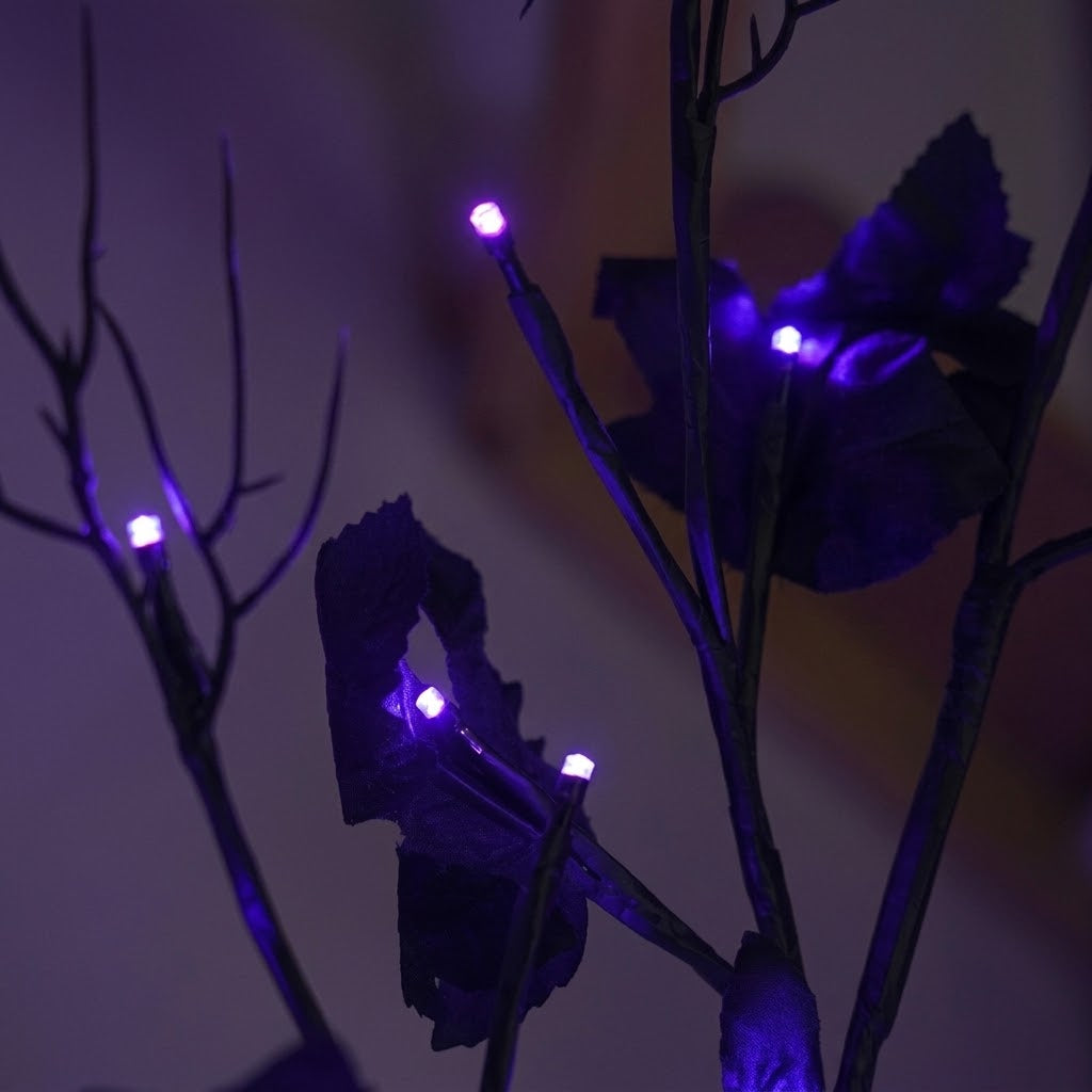 🕷️ Halloween Coral Branch & Black Maple Leaf String Lights