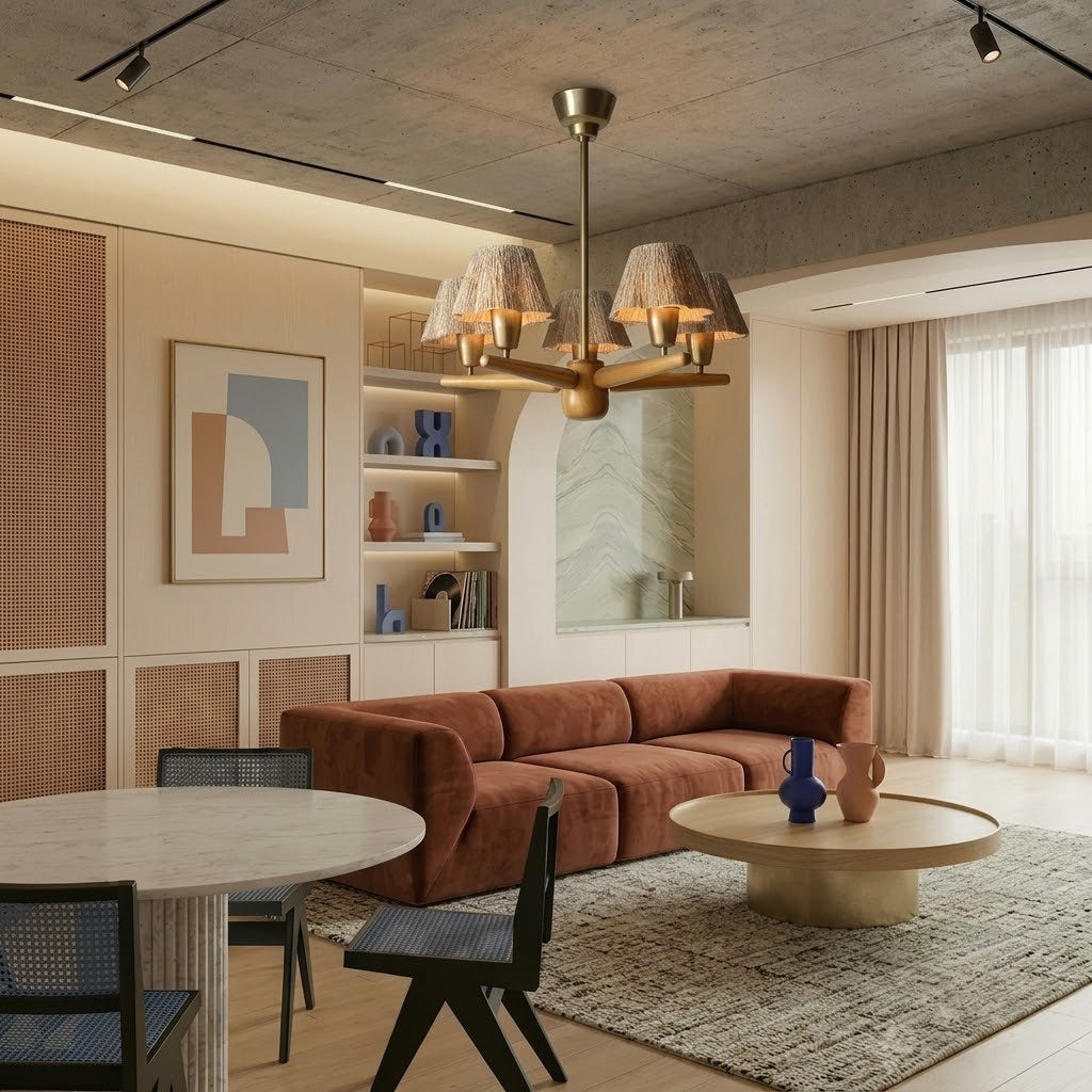 Mid-Century Solid Wood Ceiling Light for Dining Room
