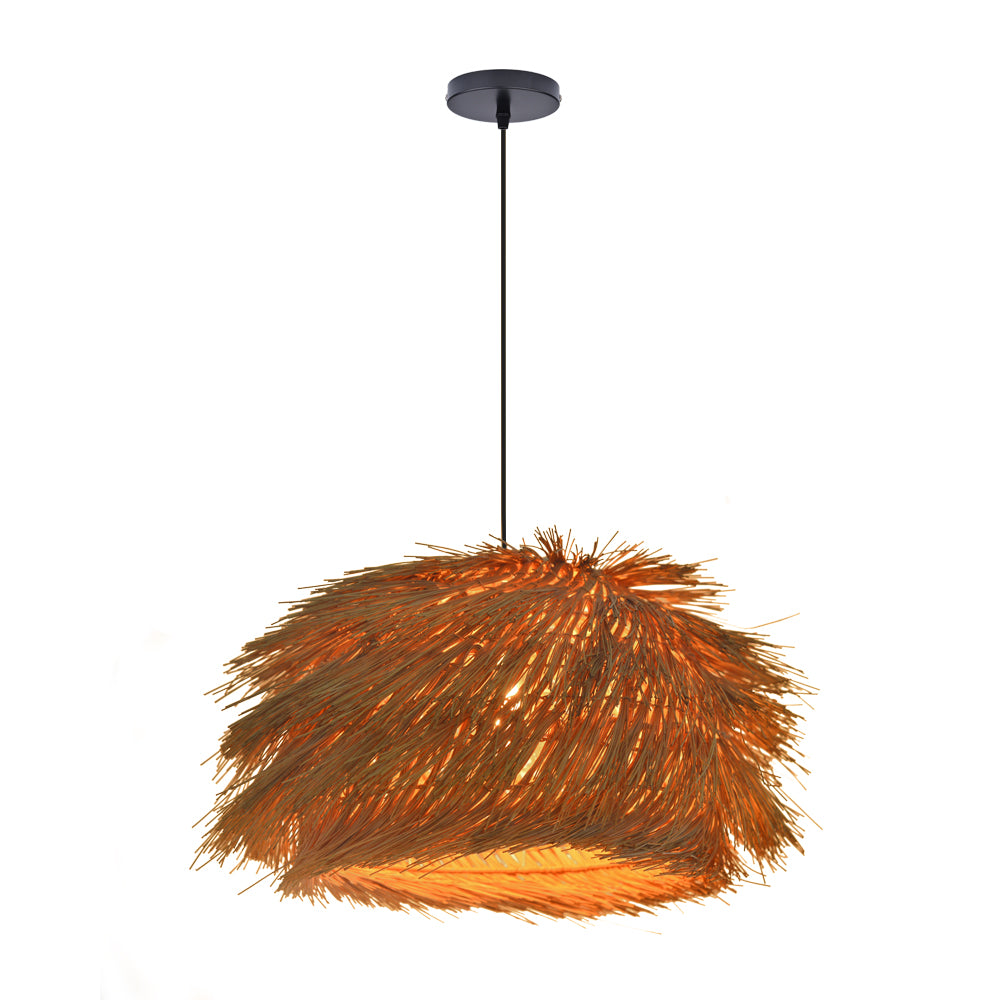 Modern Grass Tassel Pendant Light - Tropical Boho Shaggy Woven Lamp