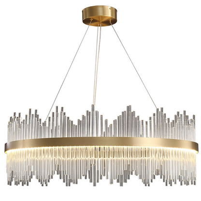 Modern Crystal Wave Chandelier - Luxury Gold Fringe Pendant Light