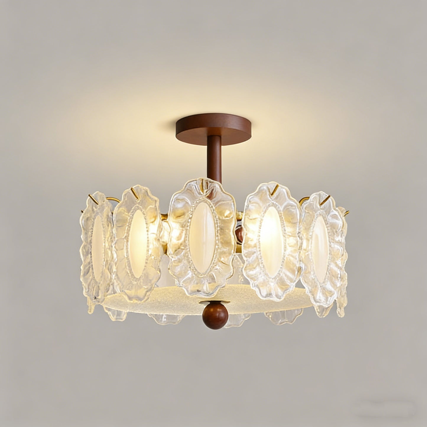 French-style Glass Ceiling Lamp for Living Room
